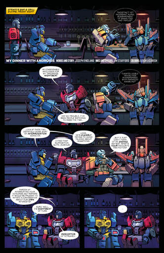 Transformers: My Dinner With Androids Sequential Art (Lines and Letters only, Colour art by Leigh Licorish)